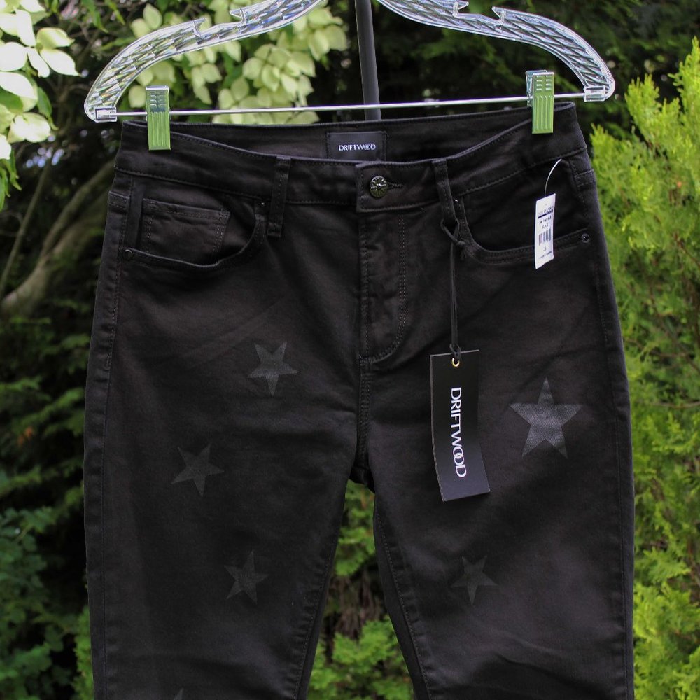 DRIFTWOOD Black Skinny Jeans with Subtle Star Motif - Picture 2 of 4